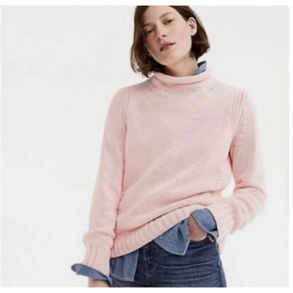 J.Crew Always 1988 Pink Roll neck Mockneck Sweater Cotton M Knit